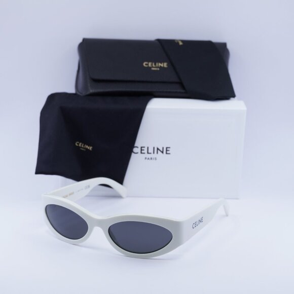 Celine CL40288I 25A MONOCHROMS Sunglasses Ivory Cat Eye Frame, Grey Lenses - Picture 10 of 10